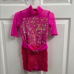 Weissman Fuchsia Sequin Fringe Dance Costume